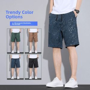 Mens Ice Silk Shorts Breathable Lightweight Loose Fit Summer Fashionable Korean Style Teenagers Outdoor Wear mid Waist Pants