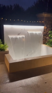 Water Feature Spillway Stainless Steel Waterfall Pool Fountain Alur Limpah Air Terjun Garden Outdoor Rectangular