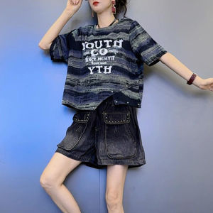 Shalldoer | Fashionable Wide Leg Denim Shorts Womens Summer Loose Slimming Pockets Design Casual Style Pearl Embellished Jeans Pants