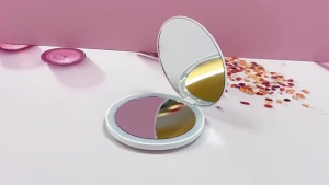 Handheld Makeup Mirror Beauty Mirror LED Light Mirror Round Mirror Foldable Mirror Handheld Mirror