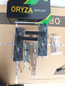 Kunci Pintu Tanggung Oryza 582 BL / Kunci Pintu Hitam Medium / Kunci Pintu 20 cm Komplit / Kunci Oryza Medium