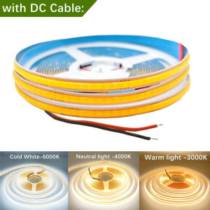 DC12V/24V COB LED Strip 400/528LEDs/M Free Cut Flexible Tape 0.5-10M Warm/Natural/Cool White Linear Lighting for DIY Home Decor
