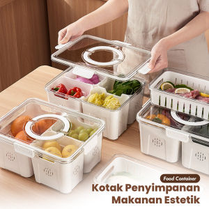 NEW!! Kotak Penyimpanan Makanan Kulkas Food Container Tertutup / Wadah Bumbu Dapur Tempat Saringan Sayuran Buah dan Daging / Rak Food Storage Besar Kontainer Makan Beku Segar Dengan Tutup Transparan Berkualitas (B02/B03/B04)