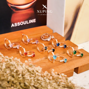 Xuping Anting Klip Permata Warna Bulat GG4 Lapis Emas Anti Karat 0161250116