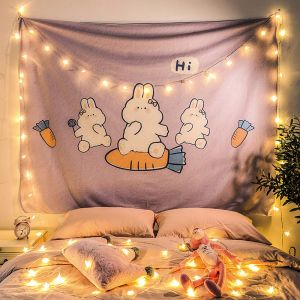 VIKAMA Gấu Dễ Thương & Cá Sấu Hoạt Hình Treo Tường Thảm Kawaii Trẻ Em Trang Trí Nhà Mềm Mại Bền Có Thể Giặt Được Phong Cách Retro Thẩm Mỹ Quà Tặng