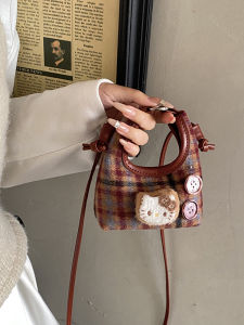 Fashion Plaid Woollen Handbag