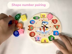 Đồ Chơi Đồng Hồ Gỗ Kết Hợp Xâu Hạt YOOKIDDO - Khối Hình Học - Màu Sắc - Số Đếm Từ 1 Đến 12 Giúp Bé Hiểu Biết Thời Gian