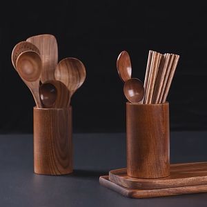 Kitchen Utensil Holder Chopsticks Cage Wooden KItchen Utensil Holder Solid Wood Pen Holders Chopsticks Storage Holders