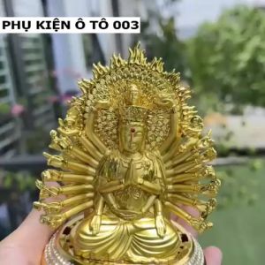 Tượng Quan Âm nghìn tay hai mặt đế đính đá cao cấp trang trí taplo xe hơi bàn làm việc