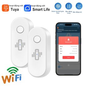 Cảm Biến Rung WiFi Tuya Màu Trắng Báo Động Không Dây Thông Minh Cuộc Sống Thông Minh Ứng Dụng Cảnh Báo Phát Hiện Sốc Theo Thời Gian Thực Phạm Vi Trong Nhà 10-30m