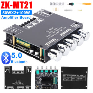 ZK-MT21 Subwoofer Amplifier 2x50W+100W Power Bluetooth 5.0 2.1 Channel Sound Amplifier Board Bass AMP AUX Audio Stereo Amplifier