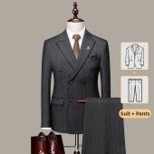 ROMON | Stripe Non-iron Mens Suit Formal Wear
