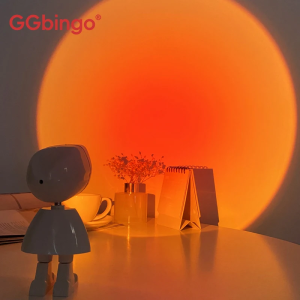 Rechargeable Astronaut Robot Rainbow Projection Sun Lamp Table Night Light Sunset Lamp Infinite Dimming Bedroom Atmosphere Light