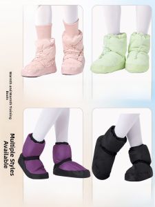 Warm Fleece Lined Ballet Dance Shoes for Women Adult Practice Shoes Winter Thermal Boots High Help Soft Bottom Magic Tape