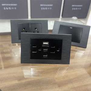 ปลั๊กไฟแบบ 15A 6 ช่อง ปุ่มเปิดปิด สีดำ สำหรับใช้ในบ้าน ไต้หวัน แผงวงจรป้องกันการสั่นสะเทือน 110V ช่อง USB