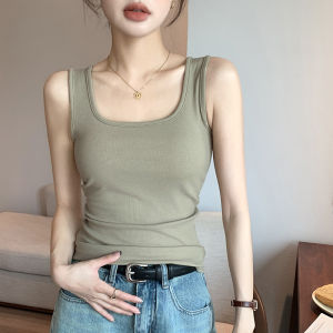 MiiOW | เสื้อกั๊กแขนกุดคอวีสีขาวสำหรับผู้หญิงในช่วงฤดูร้อนปี 2025 เสื้อชั้นในสีขาวแบบใหม่สำหรับใส่ด้านนอกและเสื้อชั้นในแบบมีแขนสี่เหลี่ยม