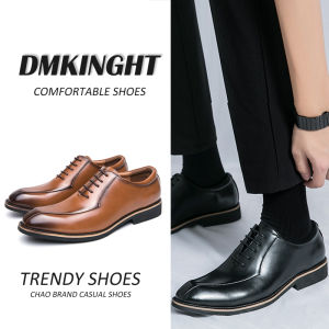 Business Casual Mens Shoes Wedding Groom Shoes Super Fiber Leather Oxford Derby Shoes Increased Height Rubber Sole Sharp Toe