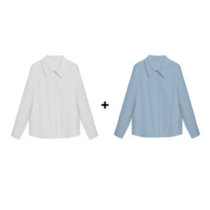 Business Womens Long Sleeve Blue Shirt Inner Wear Commute Style Slim Fit V Neck Striped Polyester Fiber Office Fashion Set