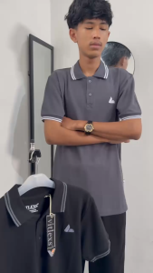 Vitlexs Polo Shirt Pria Distro Kerah Casual Lengan Pendek Bordir korean style Polos Shirt Terlaris