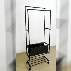 Rak Gantung Baju Double Besi Rak Gantungan Baju Sepatu Stand Hanger Tempat Penyimpanan Serbaguna
