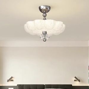 OUCHAO | French Cream Colored Wrinkle Crystal Eye-Protecting Ceiling Light