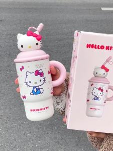 Sanrio | Bình Giữ Nhiệt Hello Kitty 650ml Bằng Thép Không Gỉ Có Ống Hút Đồ Uống Di Động Cách Nhiệt Dành Cho Người Yêu Thích Sanrio Dễ Thương