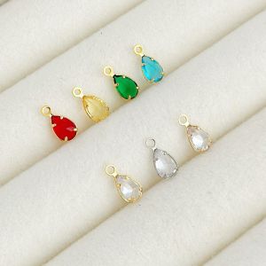 จี้รูปหยดน้ำคริสตัล Zirconia ขอบทองคำชุบทอง 18K หลากสี ทำมือ DIY สร้อยข้อมือ ต่างหู อุปกรณ์ตกแต่ง เครื่องประดับแฟชั่น