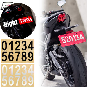 【WOKEN】2PCS Car Motorcycle License Plate Digital Reflective Sticker PVC Waterproof Night Driving Safety Reflective Vinyl Sticker Decoration