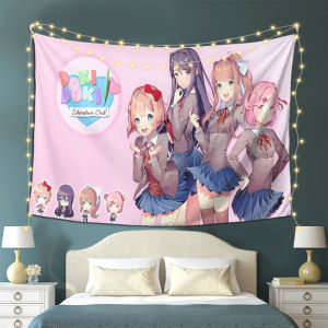 IKAMA Heartbeat Literature Club Tapestry For All Staff Anime Campus Cute Atmosphere Ins Style Room Decoration Home Decoration