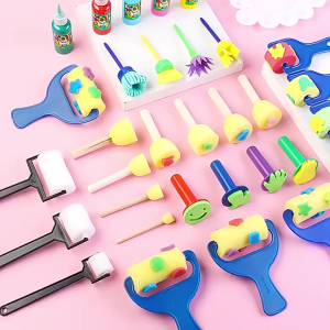 DIY Sponge Paint Brush 30PCS Kids Painting Graffiti Doodle Tool Children Watercolor Drawing Toy Early Educational Art Toys Finger Paint DIY Tools