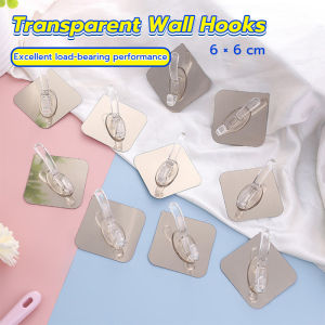 Vacaka Transparent Wall Hooks Hangers Self Adhesive Door Wall Hangers 6*6cm Kitchen Bathroom Organizer Holder