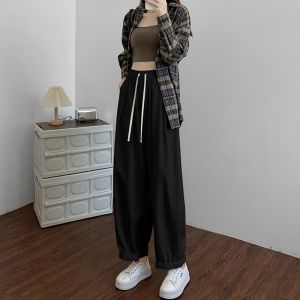 กางเกงทำงานผ้าฝ้ายบางหลวมสไตล์ญี่ปุ่นฤดูร้อน กางเกงขายาวทรงหลวมขากว้างทรงหลวมสำหรับผู้หญิง กางเกงขายาวทรงหลวมสำหรับใส่ทำงาน