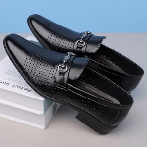Mens Hollow out Breathable Loafers Summer Business Style Sharp Head Air Conditioning Shoes Gentleman White Flats Shoes