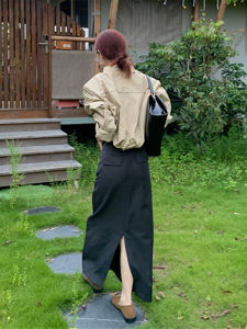 Gray Suit Straight Leg Floor-Length Commuter Skirt Womens High Waist Slimming Versatile Long Skirt for Autumn New Arrival