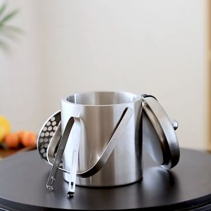 Thùng đựng đá xô đựng đá quầy bar inox 304 dày có cắp có quai cầm tiện dụng