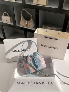 Mack Jankles Embroidered Bucket Bag Womens Crossbody Shoulder Bag Soft PU Leather Colorful Stitching Youth Fashion Summer 2024