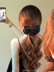 Simple Black Butterfly Knot Banana Clip Rabbit Ear Hair Clip Stylish Satin Surface Commuting Versatile Hair Accessories