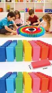 Balok Domino Mainan Edukatif Balok Susun Kayu Warna Warni