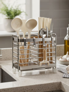 YUJIANG | Water Draining Stainless Steel Cutlery Organizer