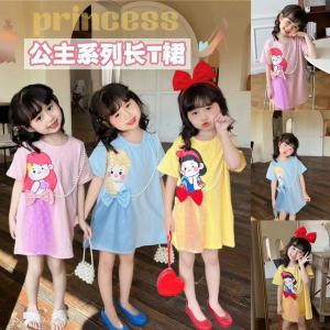 [PRINCESS KESLI] 1-11 Tahun Dress kaos anak perempuan lengan pendek ala Rok Putri Elsa gaun busur