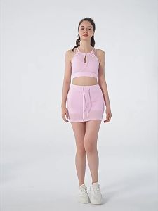 alo  กระโปรงกีฬาฤดูใบไม้ผลิและฤดูร้อนใหม่ตาข่ายปลอมสองชิ้นเชือกรูดเทนนิสป้องกันแสง A กระโปรงและกางเกงโยคะ