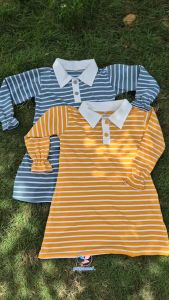 YUYANSI Dress Anak Perempuan Polo Salur Katun Combed Umur 1-8 Tahun