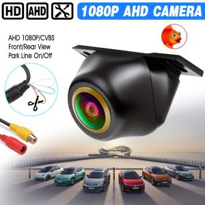 AHD 1080P Backup Camera with Fisheye Golden Lens AHD/CVBS Switchable Parking Guide Lines for Cars SUVs RVs Vans Pickups
