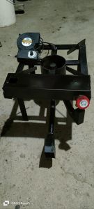 Ready-to-use kalan de used oil gas stove with blower black metal frame control knob and red gas valve. 12v 220v