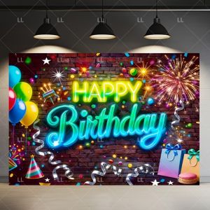 Colorful Neon Birthday Party Supplies Glitter Backdrop Color Lighting Glow Effects Photography Background Boy Girl Portrait Prop
