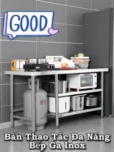 Kệ Để Bếp Gas 304 Inox Bàn Làm Việc Inox Đa Năng 100/120/140*50cm Có Thể Chặt Xương Cấu Trúc Vững Chắc Mặt Bàn Dày Hơn