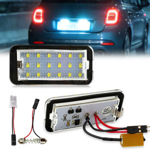 2Pieces 18SMD White LED License Plate Light Assembly Canbus Error Free 12V for Fiat Abarth 500 500C 2007-2016 Car Styling