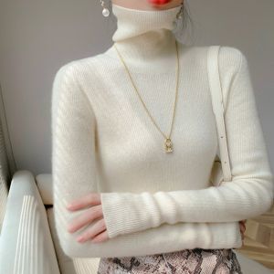 HUOLISI | Stylish and Unique White Turtleneck Knit Sweater