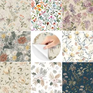 Floral Wallpaper Peel and Stick Modern Colorful Flower Wall Paper Vintage Self Adhesive Wallpapers for Bedroom or Furniture Decor Removable Renter Friendly Contact Paper 8 Designs Available