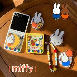 Cute Miffy Rabbit ZFlip7FE Phone Case Foldable Screen Magnetic Absorption Protective Cover Large View Window W24/W25Flip Anti-Fall for Huawei Xiaomi